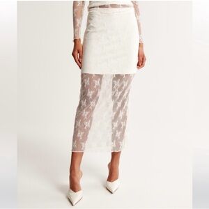 Abercrombie & Fitch Sheer White Lace Pencil Skirt